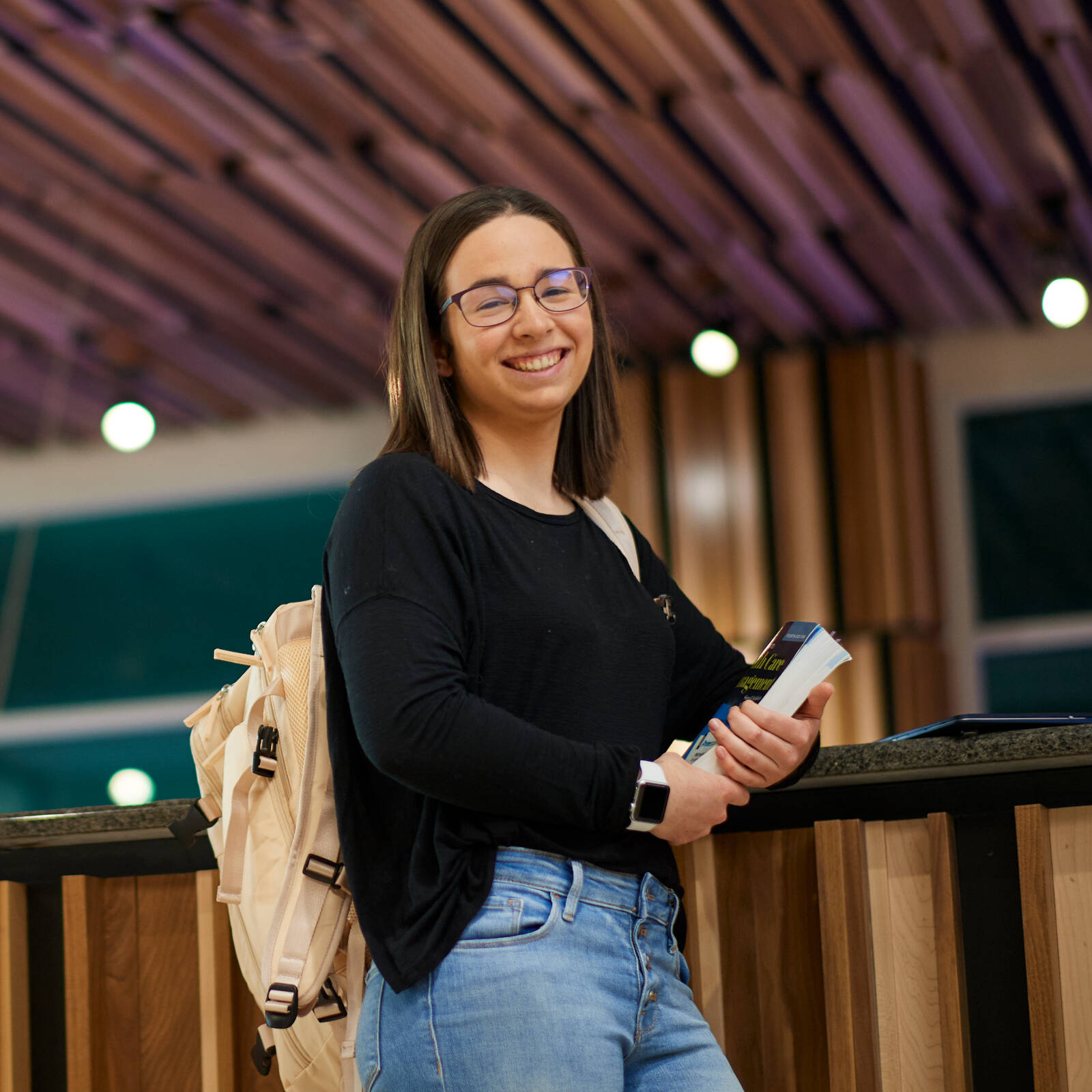 Adult student with backpack